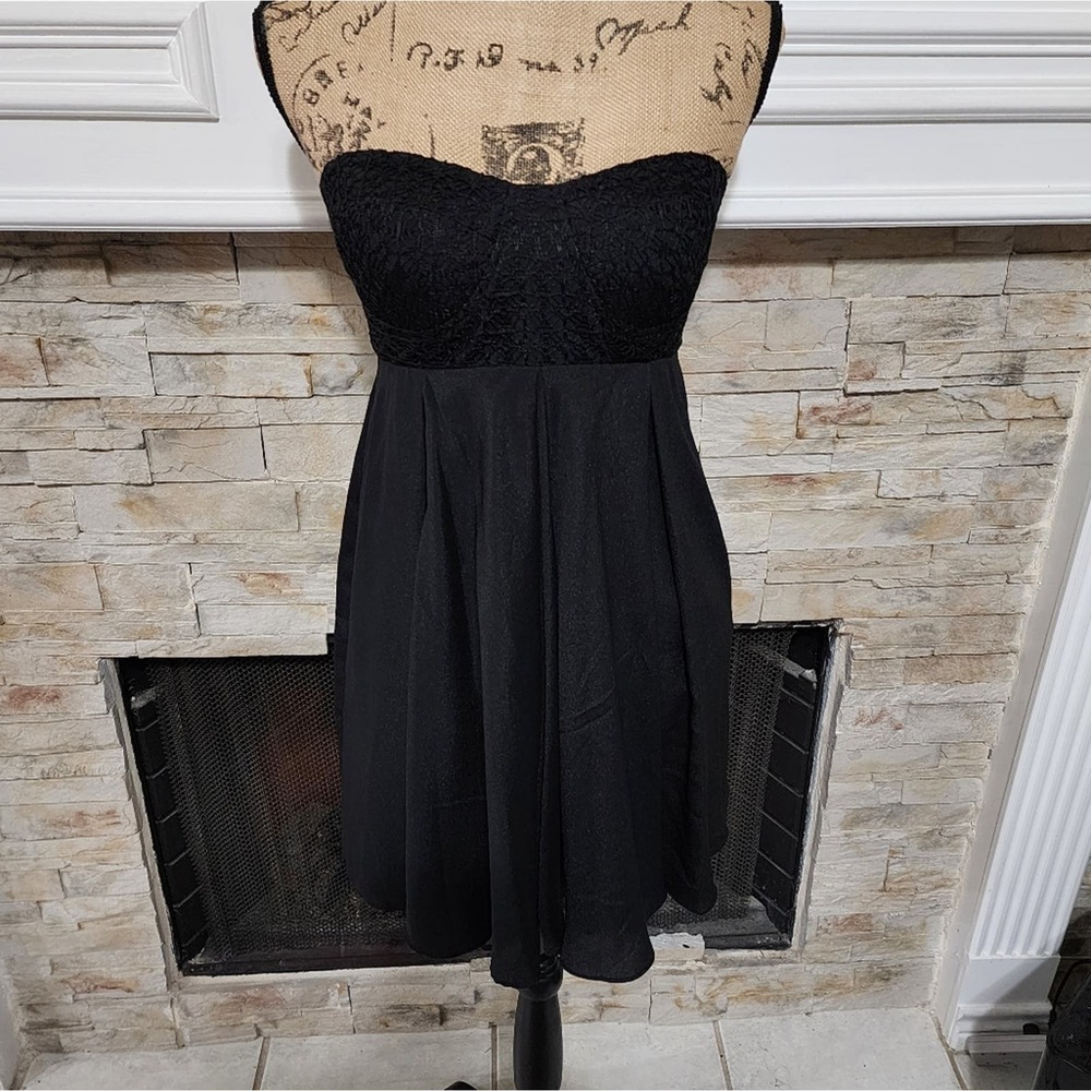 Gianni Bini black strapless boned corset top flowy party dress size 4 new!!!